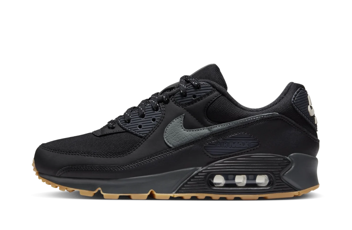 Nike Air Max 90 Black Smoke Grey Gum Reflective