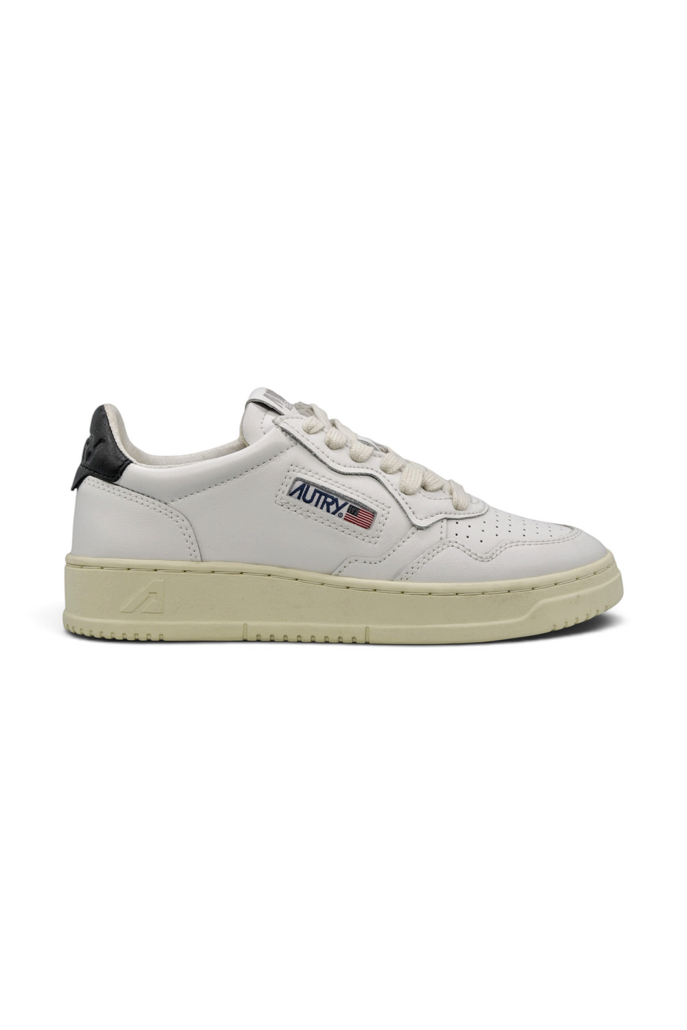 Autry Medalist Leather Low White Black Tab (Women's)