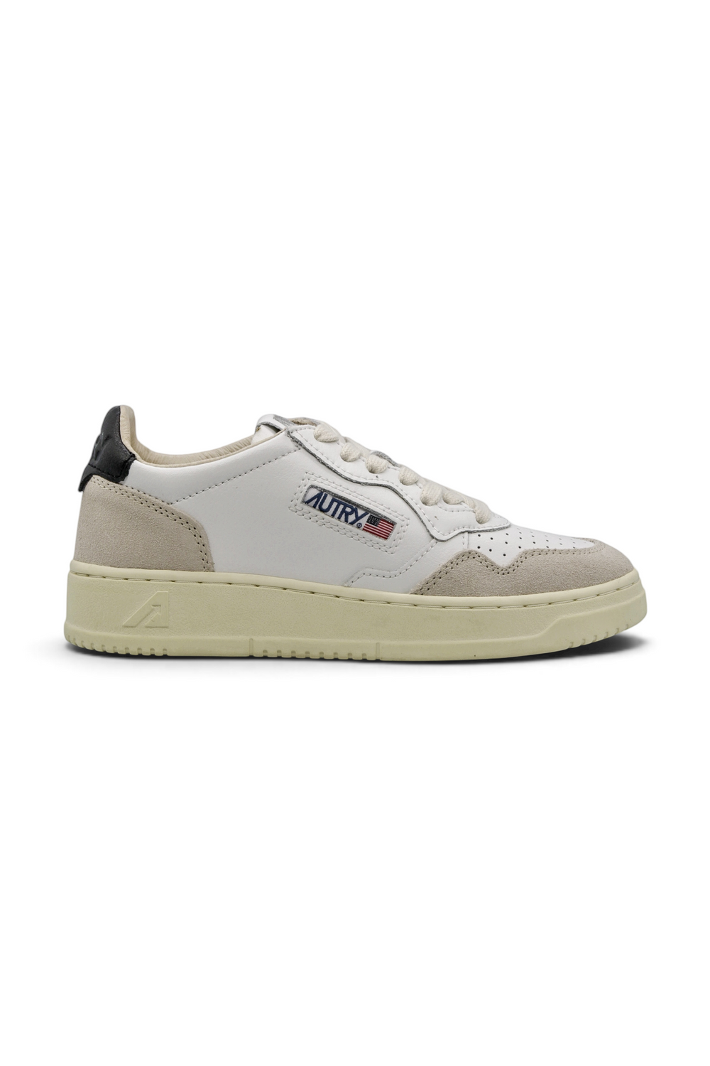 Autry Medalist Leather Low White Black Beige (Women's)