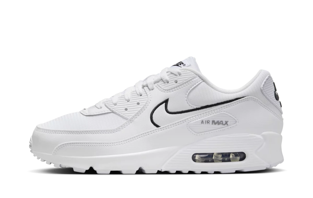 Nike Air Max 90 White Black Outlined Swoosh