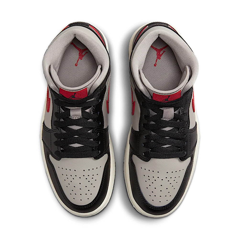 Jordan 1 Mid Black College Grey Gym Red