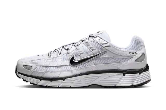 Nike P-6000 White Metallic Silver Black