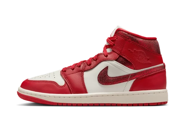 Jordan 1 Mid SE Red Cracked Leather (Women's)